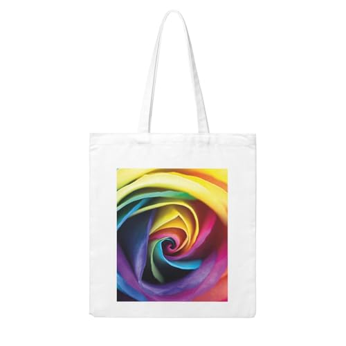 GSGCSBYMLG Einkaufstasche aus Segeltuch mit Regenbogen-Rosen-Motiv, waschbare Einkaufstasche GSGCSBYMLG Einkaufstasche aus Segeltuch mit Regenbogen-Rosen-Motiv, waschbare Einkaufstasche von GSGCSBYMLG