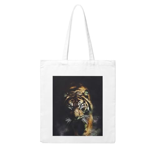 GSGCSBYMLG Einkaufstasche aus Segeltuch mit Tiger-Druck, waschbare Einkaufstasche GSGCSBYMLG Einkaufstasche aus Segeltuch mit Tiger-Druck, waschbare Einkaufstasche von GSGCSBYMLG