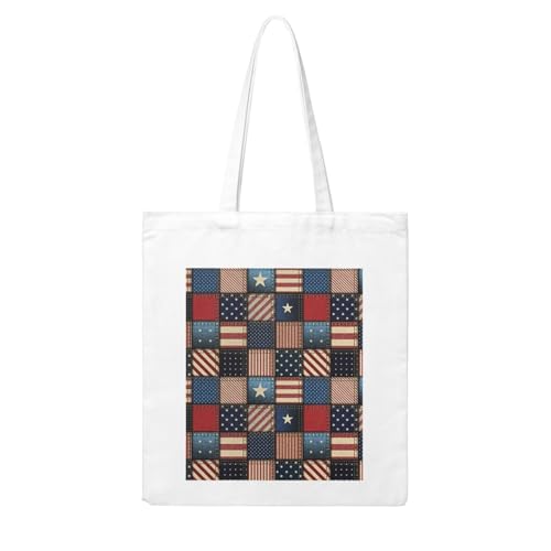 GSGCSBYMLG Einkaufstasche aus Segeltuch mit amerikanischer Flagge, Patchwork-Druck, waschbare Einkaufstasche GSGCSBYMLG Einkaufstasche aus Segeltuch mit amerikanischer Flagge, Patchwork-Druck, waschbare Einkaufstasche von GSGCSBYMLG