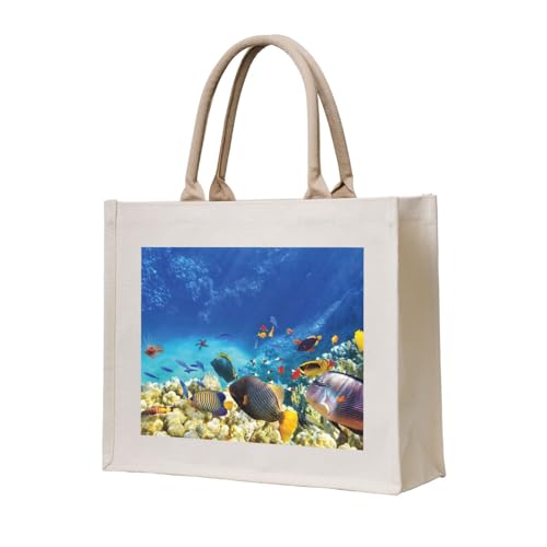 GSGCSBYMLG Einkaufstasche aus Segeltuch mit buntem Meeresfisch-Druck GSGCSBYMLG Einkaufstasche aus Segeltuch mit buntem Meeresfisch-Druck von GSGCSBYMLG