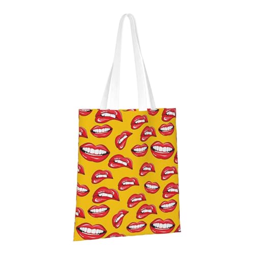 GSGCSBYMLG Einkaufstasche mit Aufdruck "Women Smiling and Biting Her Red Lips", waschbare Aufbewahrungstasche GSGCSBYMLG Einkaufstasche mit Aufdruck "Women Smiling and Biting Her Red Lips", waschbare Aufbewahrungstasche von GSGCSBYMLG