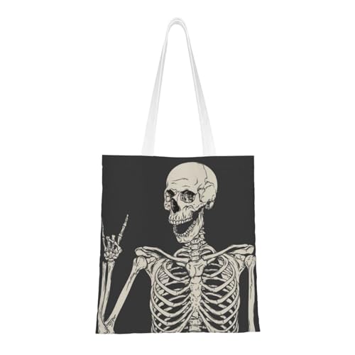 GSGCSBYMLG Einkaufstasche mit Totenkopf-Motiv, Motiv: Skelett-Knochen, waschbare Aufbewahrungstasche GSGCSBYMLG Einkaufstasche mit Totenkopf-Motiv, Motiv: Skelett-Knochen, waschbare Aufbewahrungstasche von GSGCSBYMLG