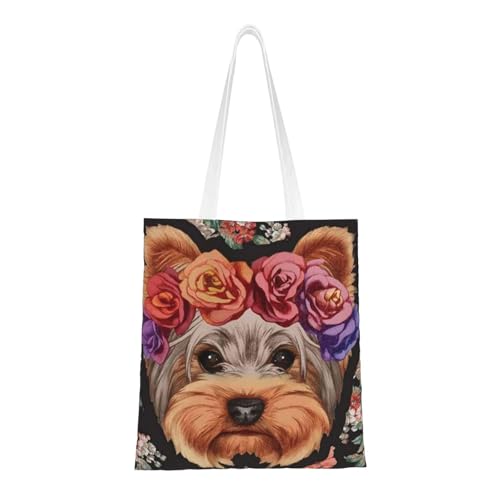 GSGCSBYMLG Einkaufstasche mit Yorkie-Blumendruck, waschbare Aufbewahrungstasche GSGCSBYMLG Einkaufstasche mit Yorkie-Blumendruck, waschbare Aufbewahrungstasche von GSGCSBYMLG