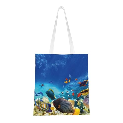 GSGCSBYMLG Einkaufstasche mit buntem Meeresfisch-Aufdruck, waschbare Aufbewahrungstasche GSGCSBYMLG Einkaufstasche mit buntem Meeresfisch-Aufdruck, waschbare Aufbewahrungstasche von GSGCSBYMLG