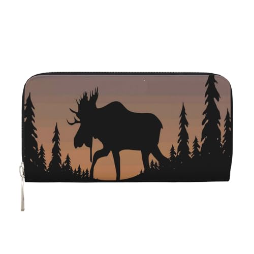 GSGCSBYMLG Elch Mountain Pine Tree Wilderness Printed Leather Hand Wallet Men Women Zip Clutch Card Holder, Schwarz , Einheitsgröße GSGCSBYMLG Elch Mountain Pine Tree Wilderness Printed Leather Hand Wallet Men Women Zip Clutch Card Holder, Schwarz , Einheitsgröße von GSGCSBYMLG