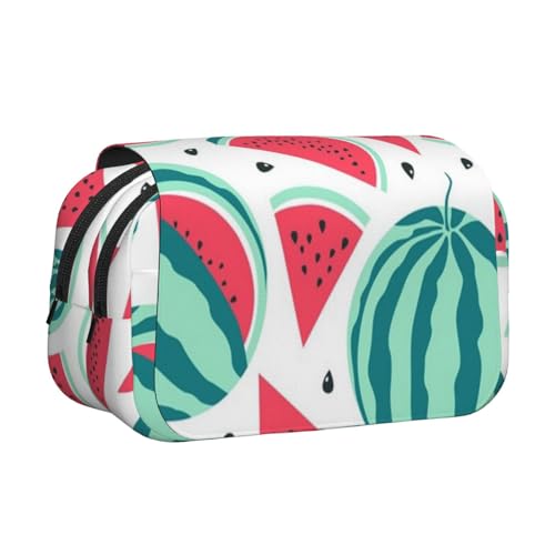 GSGCSBYMLG Federmäppchen, Motiv: Früchte, Wassermelone, bedruckt, doppeltes Klappetui, tragbares Schreibwarenetui, Schwarz , Einheitsgröße, Münztasche von GSGCSBYMLG
