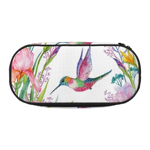 GSGCSBYMLG Federmäppchen, Motiv: Garten mit Vögeln und Blumen, bedruckt, tragbar, Schreibwarenetui, Schwarz , Einheitsgröße, Münztasche von GSGCSBYMLG