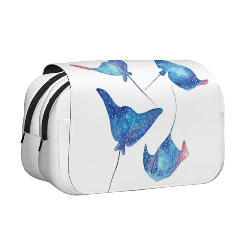 GSGCSBYMLG Federmäppchen, Motiv: Meerestiere, Stachelrochen, doppeltes Klappetui, tragbares Schreibwarenetui, Schwarz , Einheitsgröße, Münztasche von GSGCSBYMLG