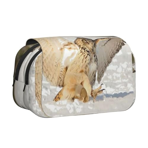 GSGCSBYMLG Federmäppchen, Motiv: fliegende Eule, doppeltes Klappetui, tragbares Schreibwarenetui, Schwarz , Einheitsgröße, Münztasche von GSGCSBYMLG