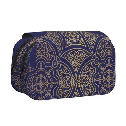 GSGCSBYMLG Federmäppchen, doppeltes Klappetui, Marineblau und Gelb, tragbares Schreibwarenetui, Schwarz , Einheitsgröße, Münztasche von GSGCSBYMLG