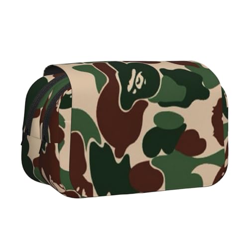 GSGCSBYMLG Federmäppchen, doppeltes Klappetui, tragbar, Camouflage, Grün, Schwarz , Einheitsgröße, Münztasche von GSGCSBYMLG