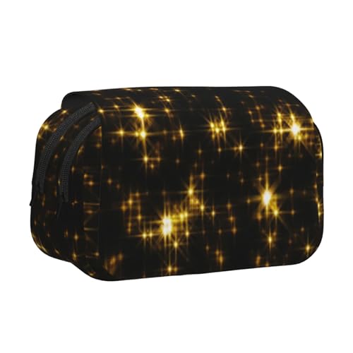 GSGCSBYMLG Federmäppchen, doppeltes Klappetui, tragbar, goldfarben / schwarz, Schwarz , Einheitsgröße, Münztasche von GSGCSBYMLG