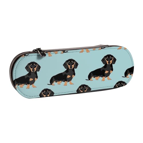 GSGCSBYMLG Federmäppchen aus Leder, Motiv: Dackel und Weiner mit Hundemotiv von GSGCSBYMLG