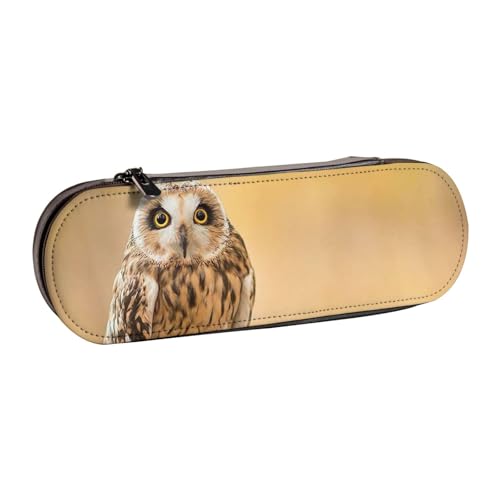 GSGCSBYMLG Federmäppchen aus Leder, Motiv: Eule steht auf dem Baum, Schreibwarenbeutel von GSGCSBYMLG