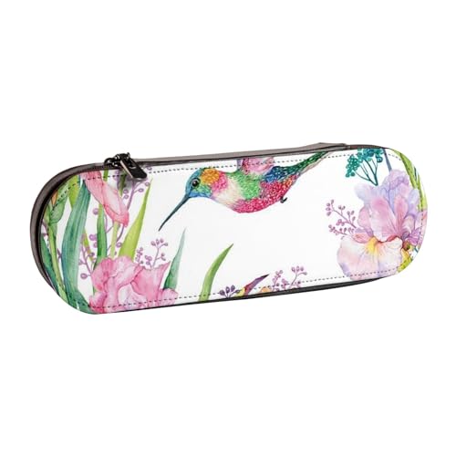 GSGCSBYMLG Federmäppchen aus Leder, Motiv: Garten mit Vögeln und Blumen, bedruckt von GSGCSBYMLG