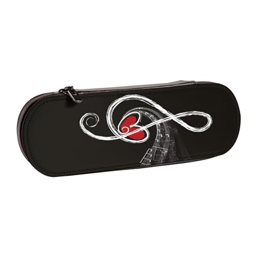 GSGCSBYMLG Federmäppchen aus Leder, Motiv: Musiksymbole, Liebe, bedruckt, Schreibwaren-Tasche von GSGCSBYMLG
