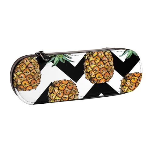 GSGCSBYMLG Federmäppchen aus Leder, Motiv: Sommerananas, Schreibwaren-Tasche von GSGCSBYMLG