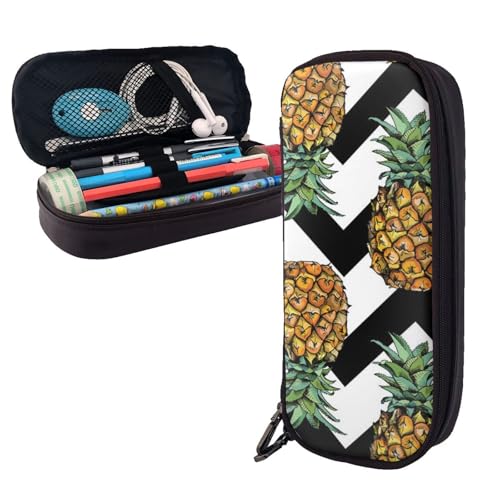 GSGCSBYMLG Federmäppchen aus Leder, Motiv: Sommerananas, tragbar, Schreibwarenetui von GSGCSBYMLG