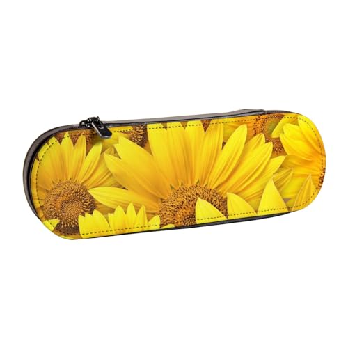 GSGCSBYMLG Federmäppchen aus Leder, Motiv: Sonnenblumen, Schreibwarenbeutel von GSGCSBYMLG