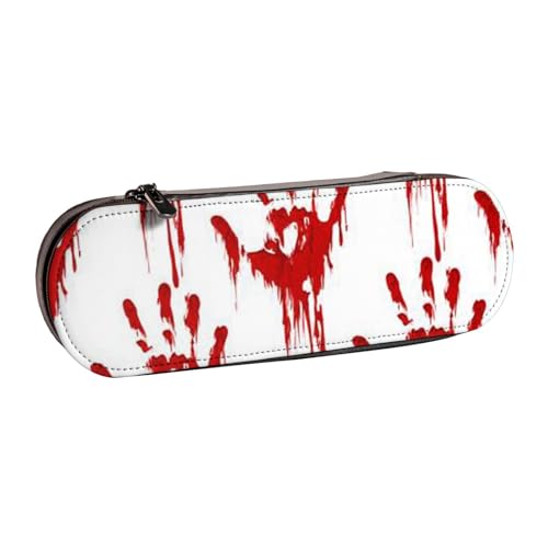 GSGCSBYMLG Federmäppchen aus Leder, Motiv: blutige Handabdrücke, Schreibwaren-Tasche von GSGCSBYMLG