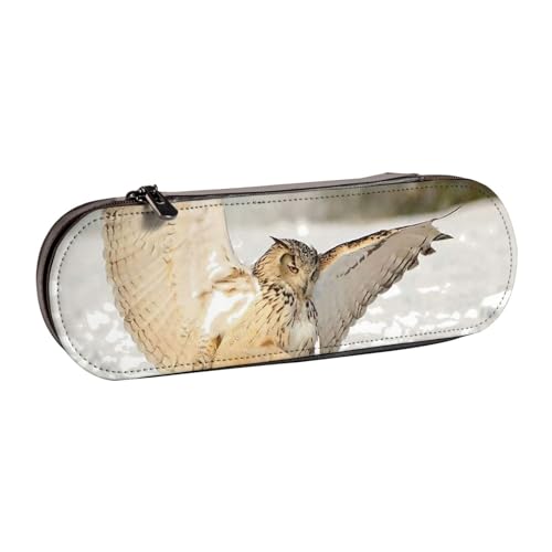 GSGCSBYMLG Federmäppchen aus Leder, Motiv: fliegende Eule, Schreibwarenbeutel von GSGCSBYMLG