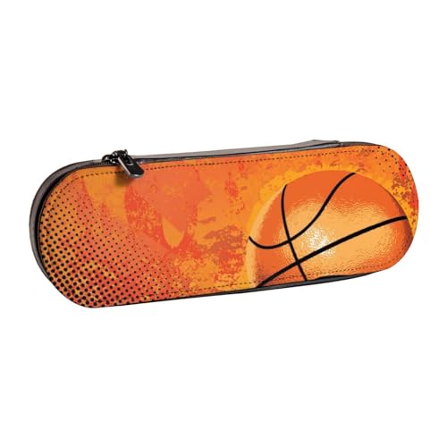 GSGCSBYMLG Federmäppchen aus Leder, mit Basketball-Motiv von GSGCSBYMLG