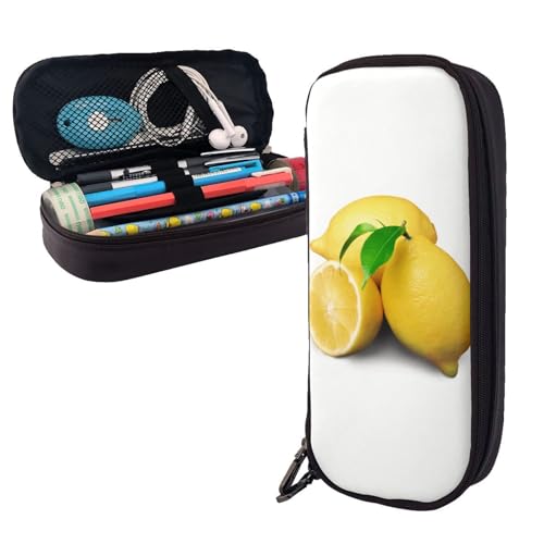 GSGCSBYMLG Federmäppchen aus Leder, mit Zitronenmuster, tragbar von GSGCSBYMLG