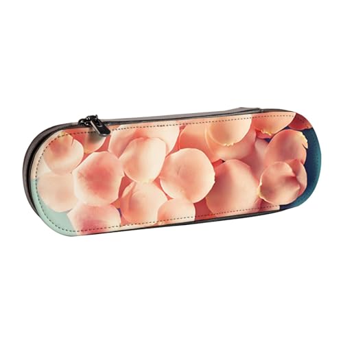 GSGCSBYMLG Federmäppchen aus Leder in Herzform, Blumenblätter, bedrucktes Federmäppchen, Schreibwarentasche von GSGCSBYMLG