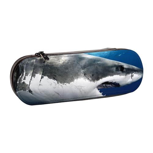 GSGCSBYMLG Federmäppchen aus Leder mit 3D-Haifisch-Aufdruck, Schreibwarentasche von GSGCSBYMLG