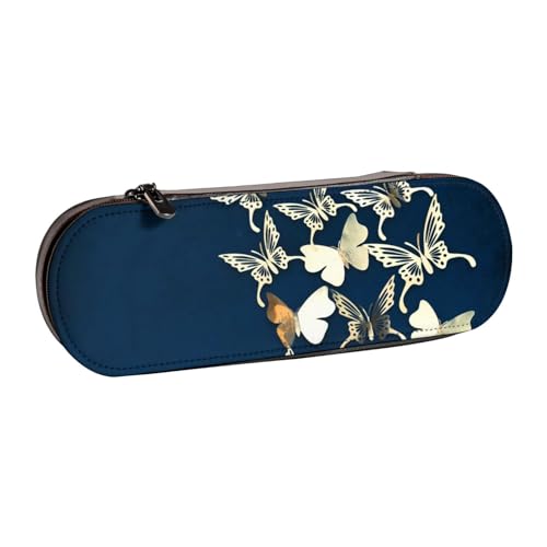 GSGCSBYMLG Federmäppchen aus Leder mit 3D-Metallic-Schmetterlings-Motiv, Schreibwaren-Tasche von GSGCSBYMLG