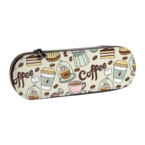 GSGCSBYMLG Federmäppchen aus Leder mit Aufdruck "Coffee and Sweets", Schokoladenbraun von GSGCSBYMLG