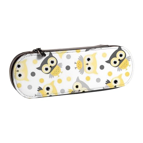 GSGCSBYMLG Federmäppchen aus Leder mit Cartoon-Eulen, niedlich, bedruckt, Schreibwaren-Tasche von GSGCSBYMLG