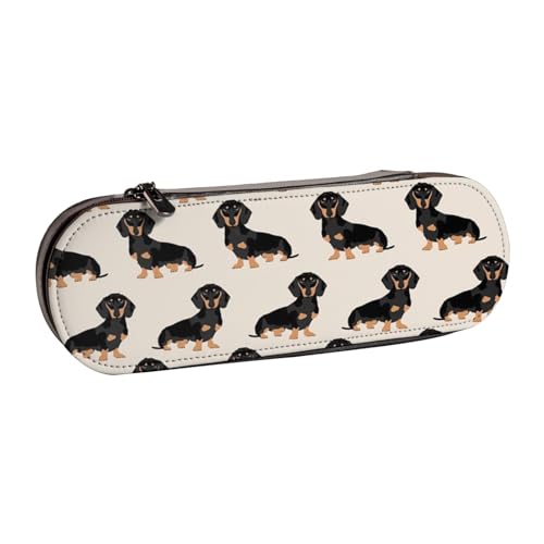 GSGCSBYMLG Federmäppchen aus Leder mit Dackel-Motiv von GSGCSBYMLG