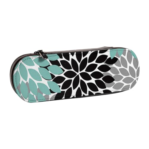 GSGCSBYMLG Federmäppchen aus Leder mit Dahlien-Blumen-Motiv von GSGCSBYMLG