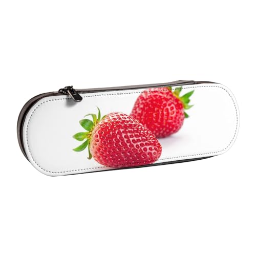 GSGCSBYMLG Federmäppchen aus Leder mit Erdbeermotiv, Schreibwaren-Tasche von GSGCSBYMLG