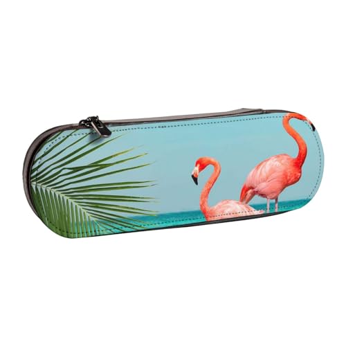 GSGCSBYMLG Federmäppchen aus Leder mit Flamingo im Wasser bedruckt von GSGCSBYMLG