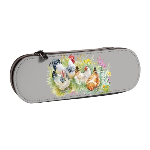 GSGCSBYMLG Federmäppchen aus Leder mit Hahn-Motiv von GSGCSBYMLG