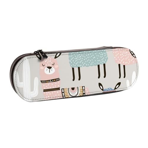 GSGCSBYMLG Federmäppchen aus Leder mit Lama-Kaktus-Muster, Schreibwaren-Tasche von GSGCSBYMLG