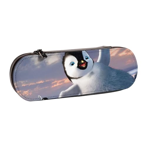 GSGCSBYMLG Federmäppchen aus Leder mit Pinguin-Motiv, bedruckt von GSGCSBYMLG