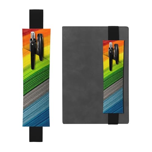 GSGCSBYMLG Federmäppchen aus Leder mit Regenbogenfarben-Streifen, Schwarz , Einheitsgröße, Münztasche von GSGCSBYMLG