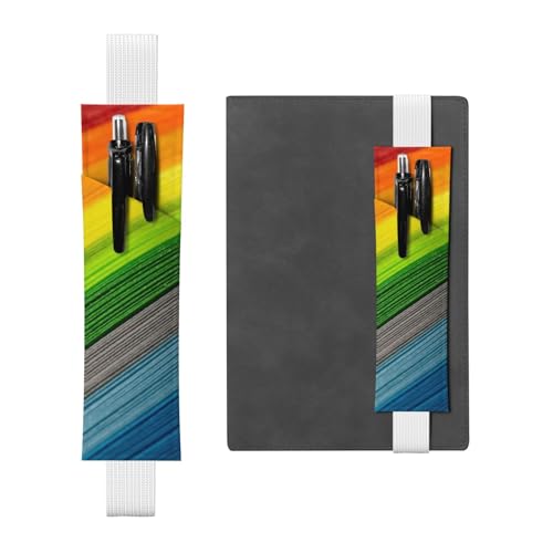 GSGCSBYMLG Federmäppchen aus Leder mit Regenbogenfarben-Streifen, weiß, Einheitsgröße, Münztasche von GSGCSBYMLG