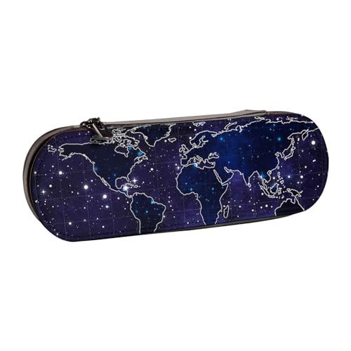 GSGCSBYMLG Federmäppchen aus Leder mit Weltkarten-Motiv von GSGCSBYMLG