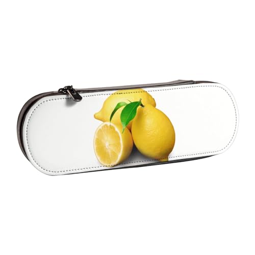 GSGCSBYMLG Federmäppchen aus Leder mit Zitronenmuster von GSGCSBYMLG