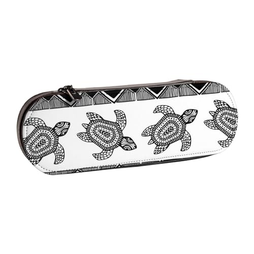 GSGCSBYMLG Federmäppchen aus Leder mit ethnischem Schildkrötenmuster, gestreift, Schreibwarentasche von GSGCSBYMLG