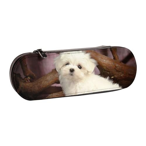 GSGCSBYMLG Federmäppchen aus Leder mit niedlichem Hundemotiv von GSGCSBYMLG