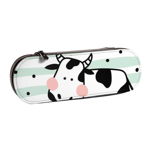 GSGCSBYMLG Federmäppchen aus Leder mit niedlichem Kuh-Motiv, mit Punktemuster von GSGCSBYMLG