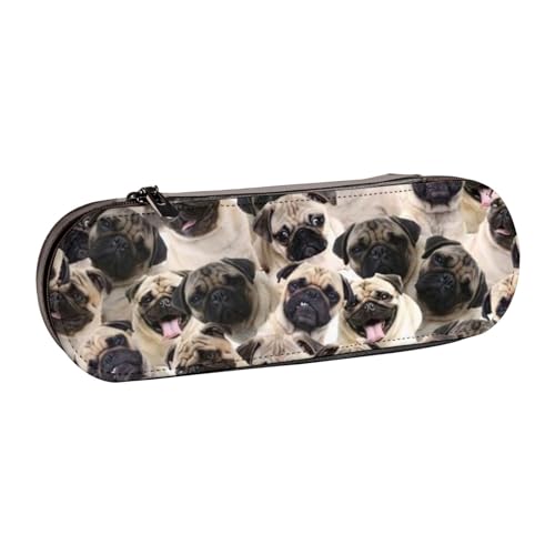 GSGCSBYMLG Federmäppchen aus Leder mit niedlichem Mops-Aufdruck von GSGCSBYMLG