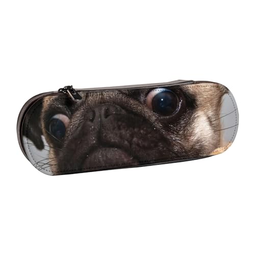 GSGCSBYMLG Federmäppchen aus Leder mit niedlichem Mops-Aufdruck von GSGCSBYMLG