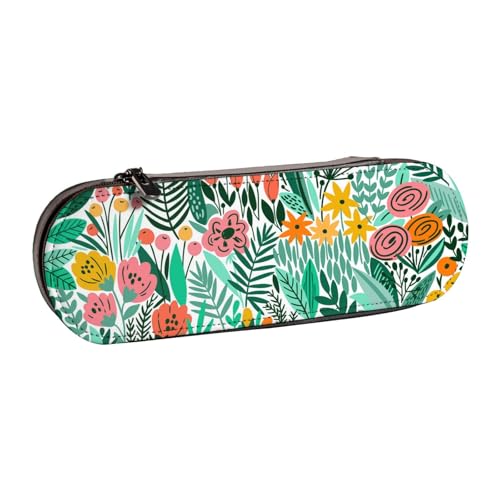 GSGCSBYMLG Federmäppchen aus Leder mit tropischem Blumendruck von GSGCSBYMLG