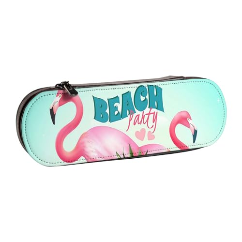 GSGCSBYMLG Federmäppchen aus Leder mit tropischem Flamingo-Aufdruck, Schreibwarentasche von GSGCSBYMLG